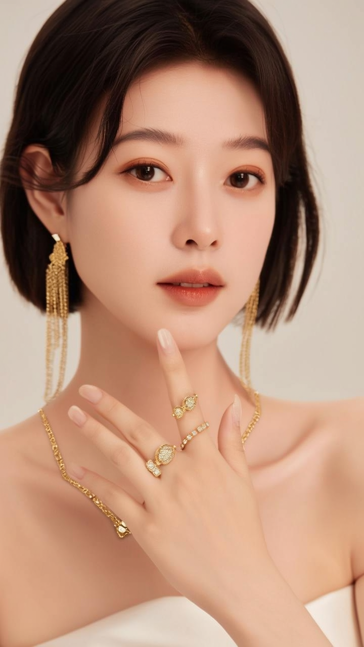 金耳钉图片女款