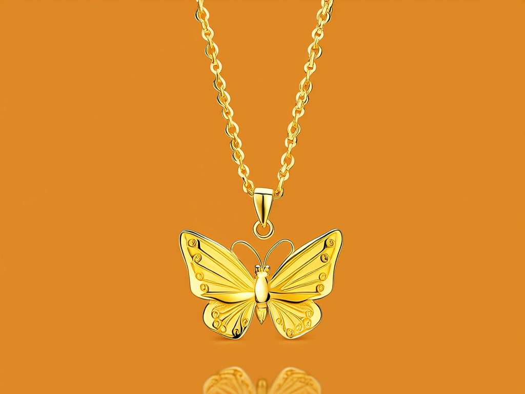 黄金蝴蝶项链图片