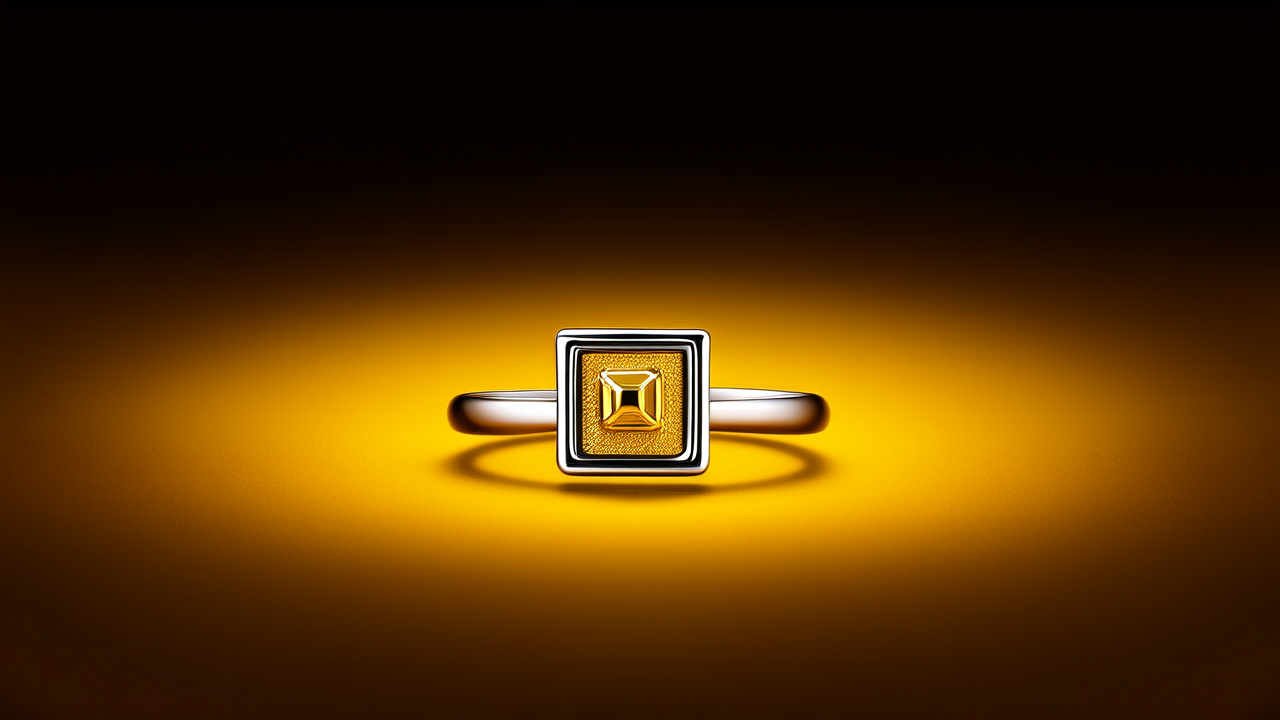 方形黄金戒指图片