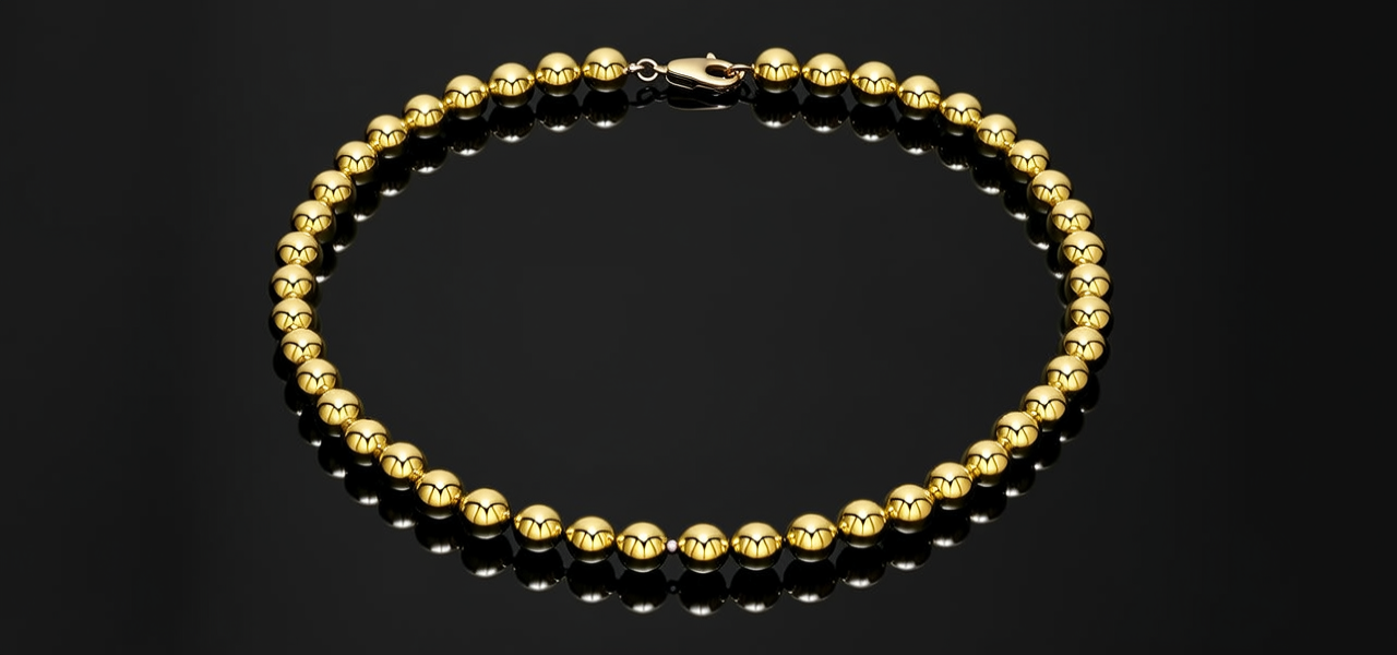 黄金项链圆珠子图片