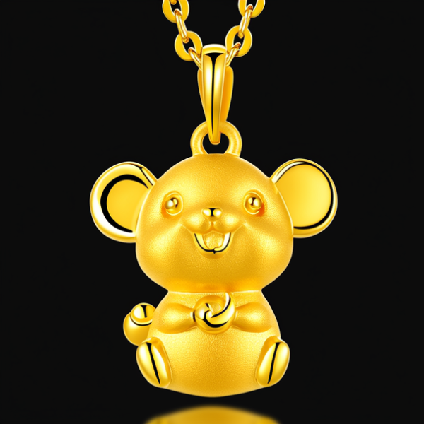黄金生肖鼠吊坠图片