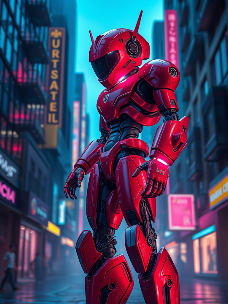 生成一张红色机器人的图片