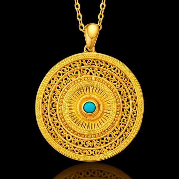 黄金吊坠八宝罗盘图片