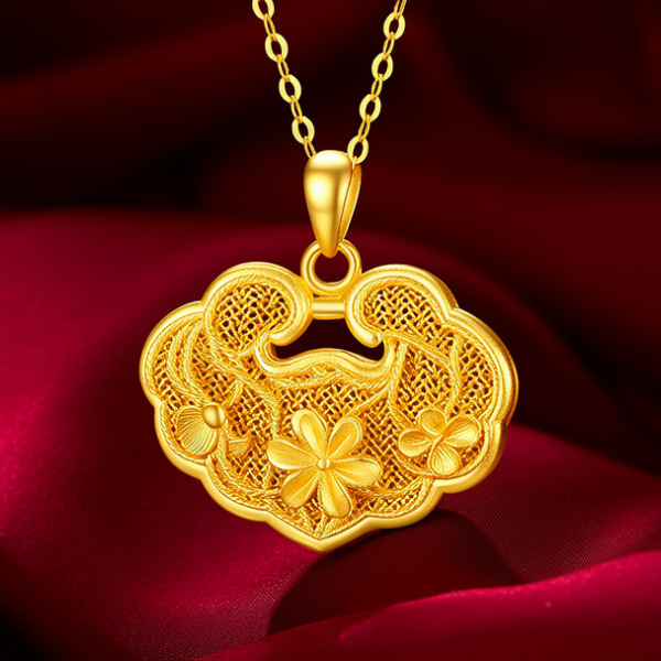 黄金花丝吊坠图片大全