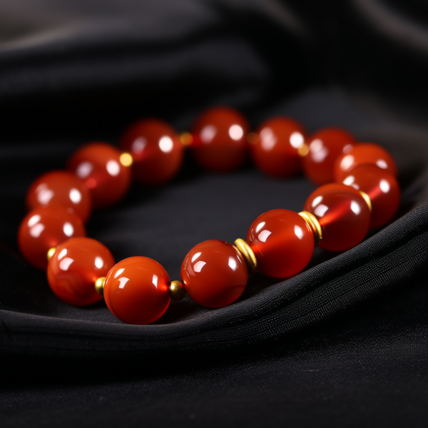 红玛瑙配黄金手串图片