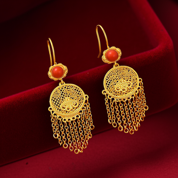 老庙黄金耳环新款图片